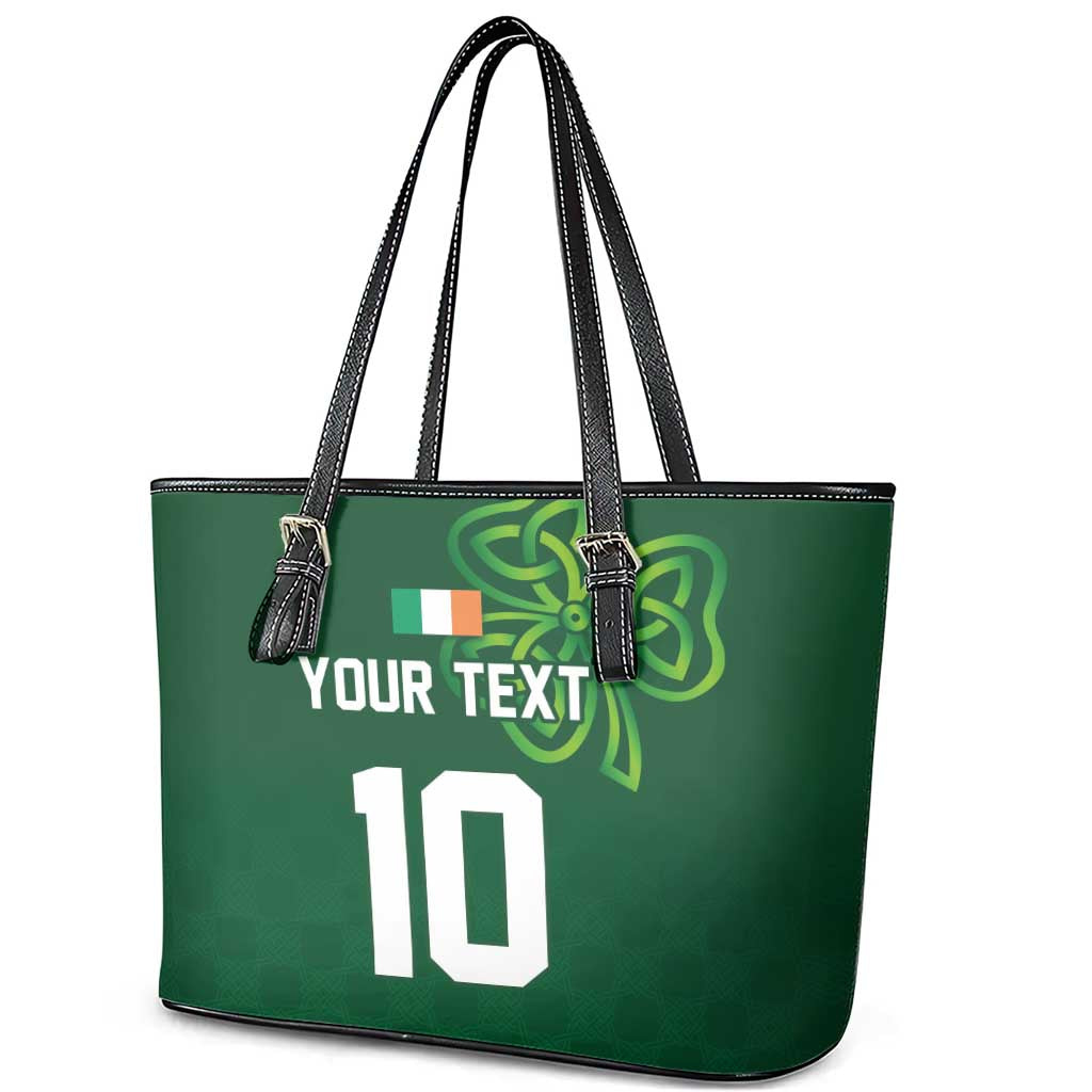 Custom Ireland Rugby-Celtic Shamrocks Leather Tote Bag