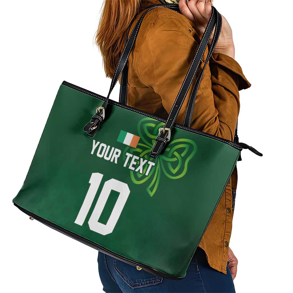 Custom Ireland Rugby-Celtic Shamrocks Leather Tote Bag
