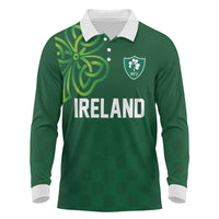 Custom Ireland Rugby-Celtic Shamrocks Long Sleeve Polo Shirt