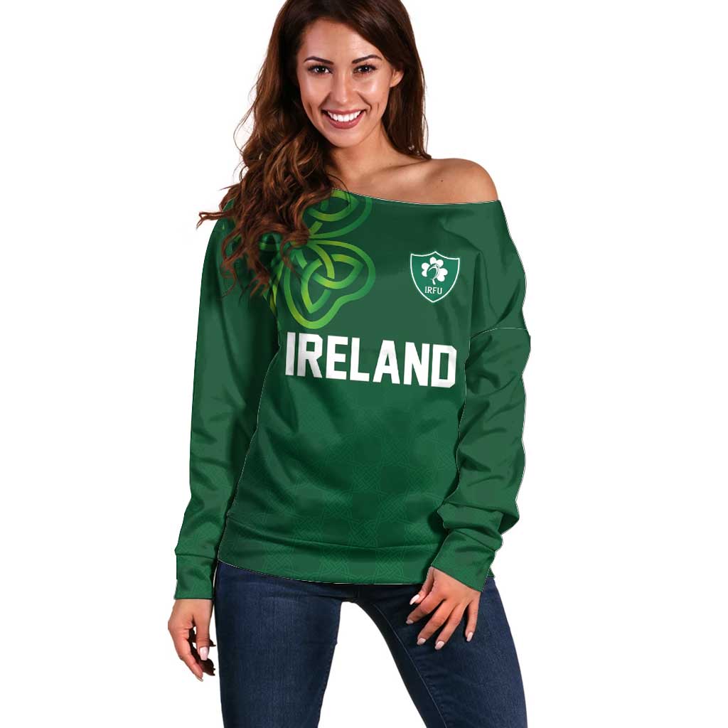 Custom Ireland Rugby-Celtic Shamrocks Off Shoulder Sweater