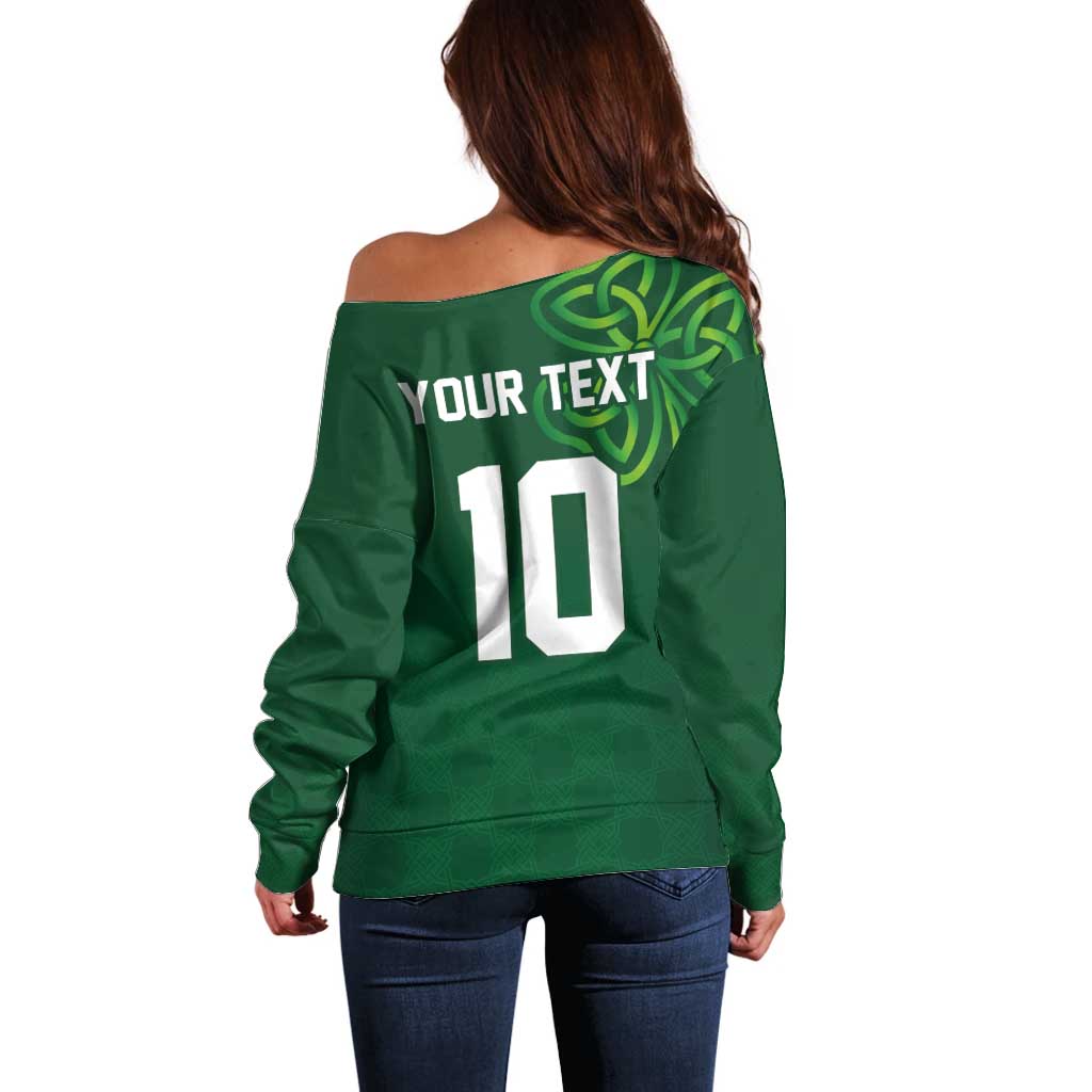 Custom Ireland Rugby-Celtic Shamrocks Off Shoulder Sweater