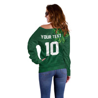 Custom Ireland Rugby-Celtic Shamrocks Off Shoulder Sweater