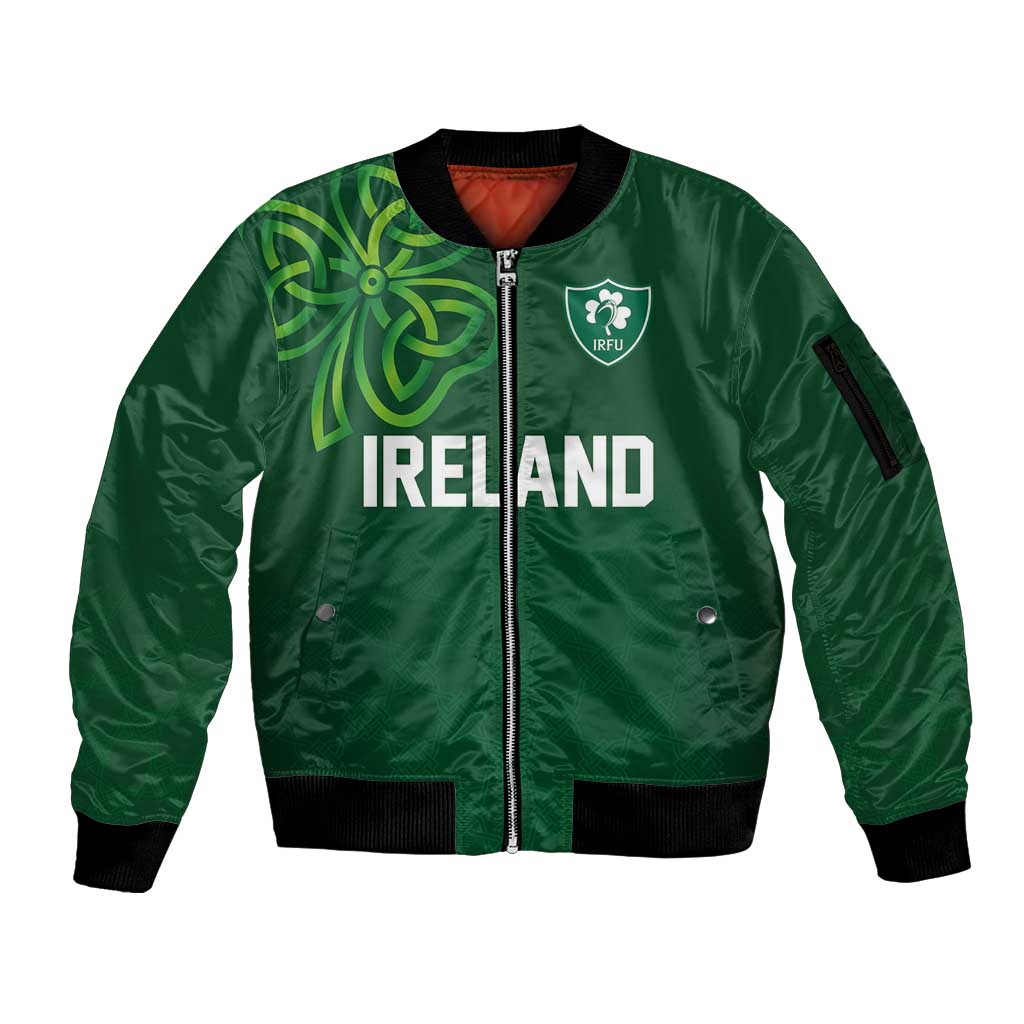 Custom Ireland Rugby-Celtic Shamrocks Sleeve Zip Bomber Jacket