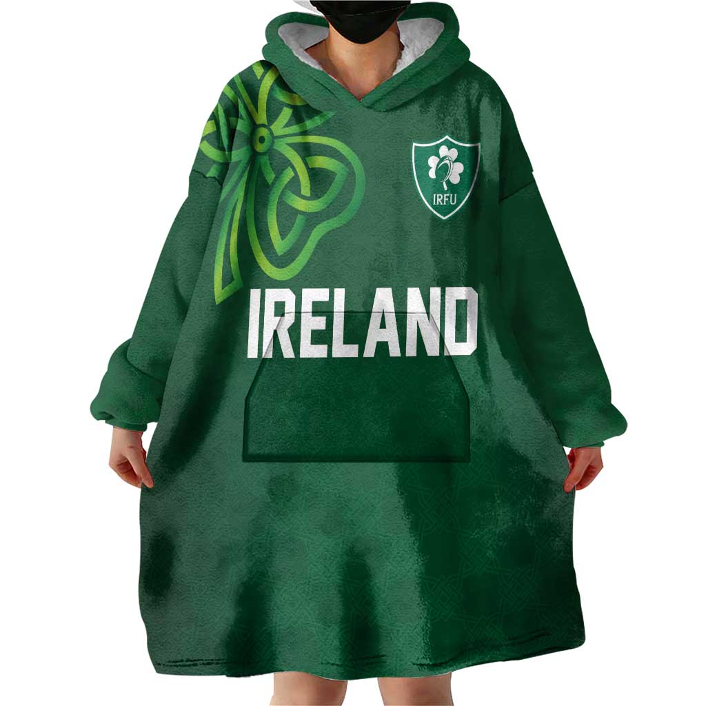 Custom Ireland Rugby-Celtic Shamrocks Wearable Blanket Hoodie