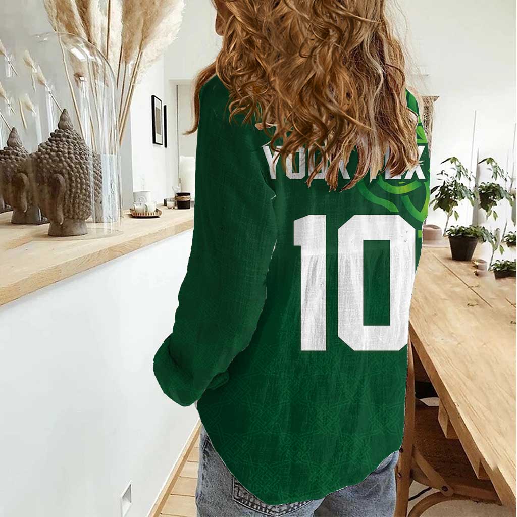Custom Ireland Rugby-Celtic Shamrocks Women Casual Shirt
