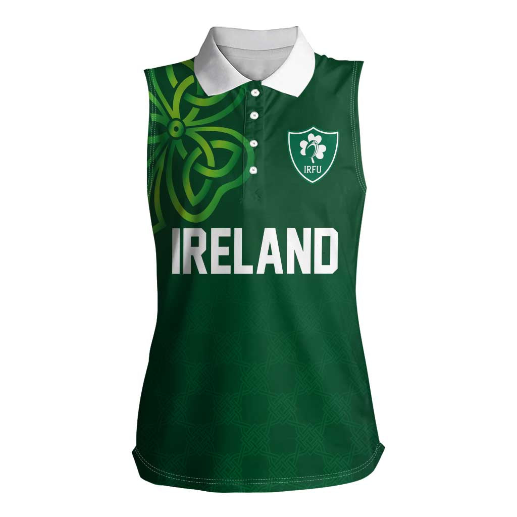 Custom Ireland Rugby-Celtic Shamrocks Women Sleeveless Polo Shirt