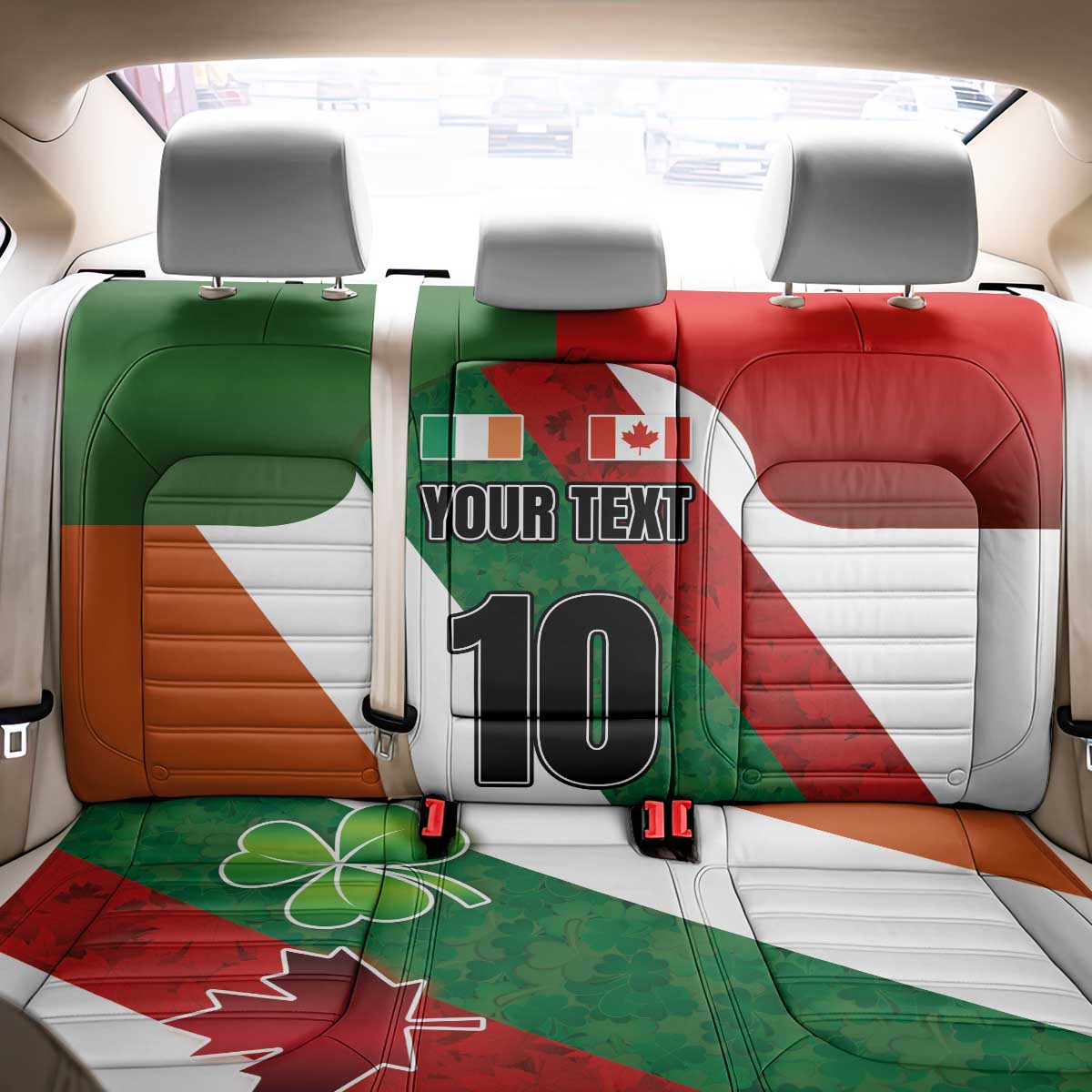 Custom Canada and Ireland Back Car Seat Cover Shamrocks and Maple Leaves