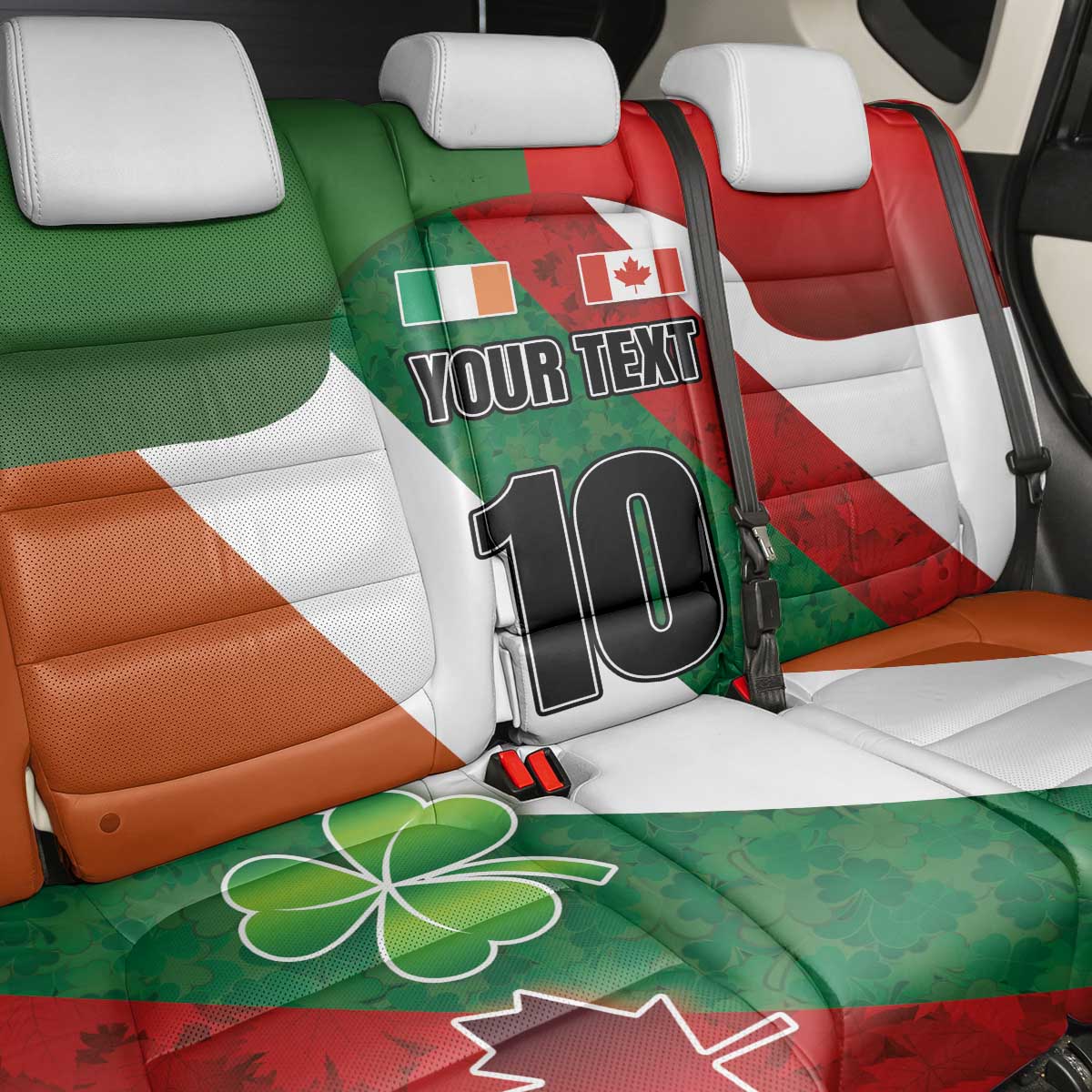 Custom Canada and Ireland Back Car Seat Cover Shamrocks and Maple Leaves