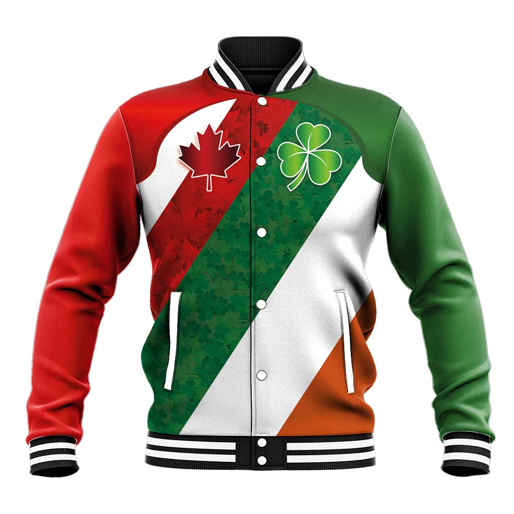 Custom Canada and Ireland Baseball Jacket Shamrocks and Maple Leaves