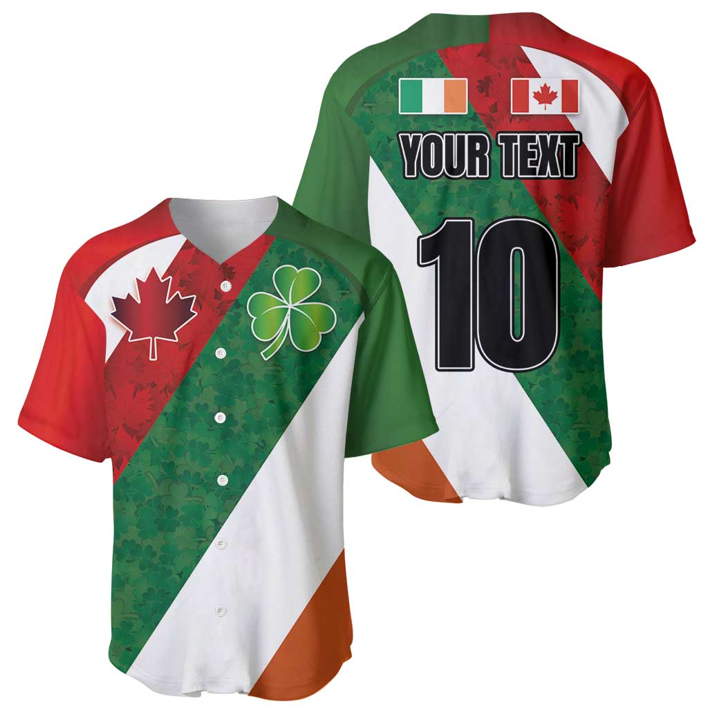 Custom Canada and Ireland Baseball Jersey Shamrocks and Maple Leaves