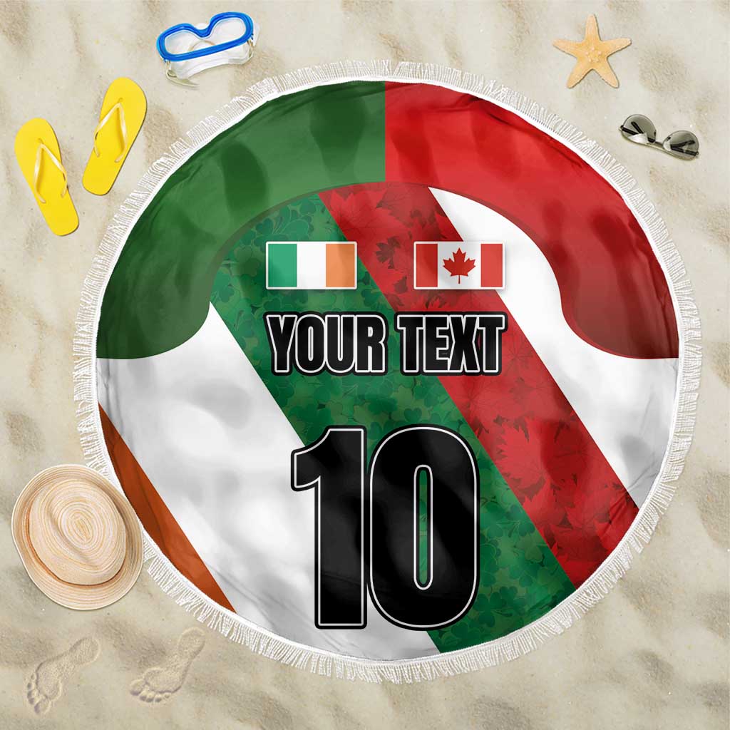 Custom Canada and Ireland Beach Blanket Shamrocks and Maple Leaves