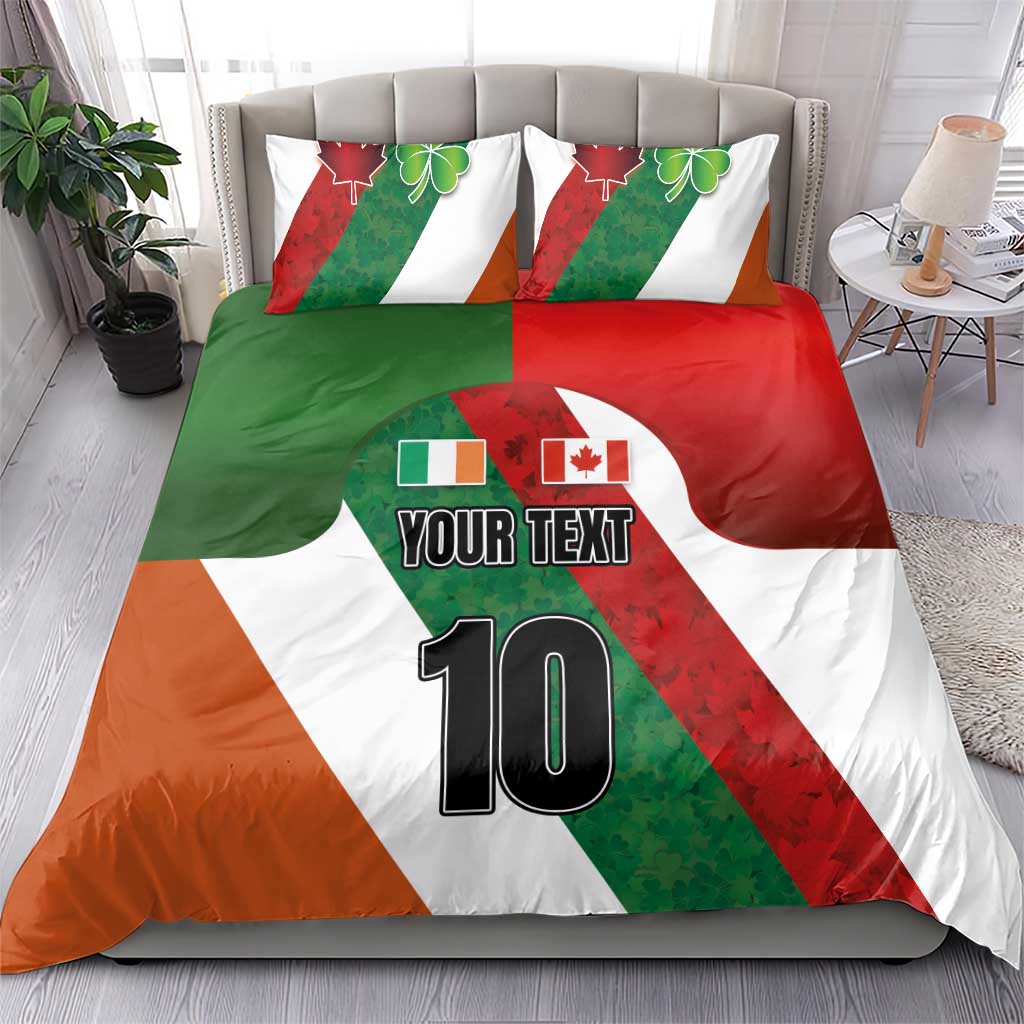 Custom Canada and Ireland Bedding Set Shamrocks and Maple Leaves