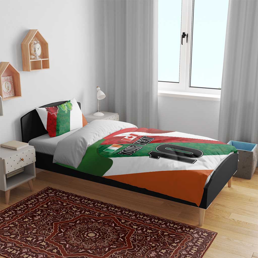 Custom Canada and Ireland Bedding Set Shamrocks and Maple Leaves