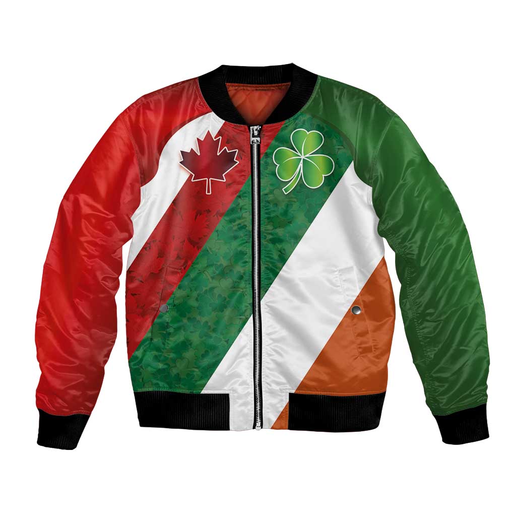 Custom Canada and Ireland Bomber Jacket Shamrocks and Maple Leaves