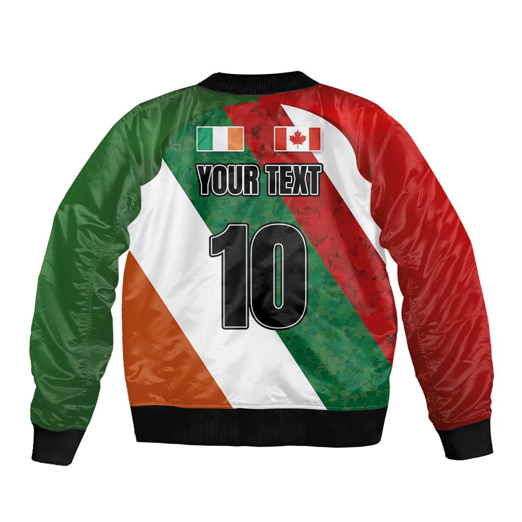 Custom Canada and Ireland Bomber Jacket Shamrocks and Maple Leaves