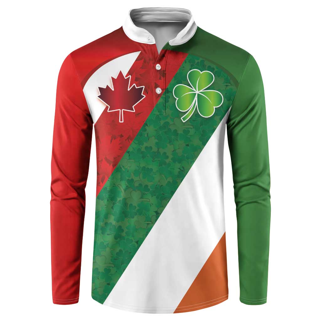 Custom Canada and Ireland Button Sweatshirt Shamrocks and Maple Leaves