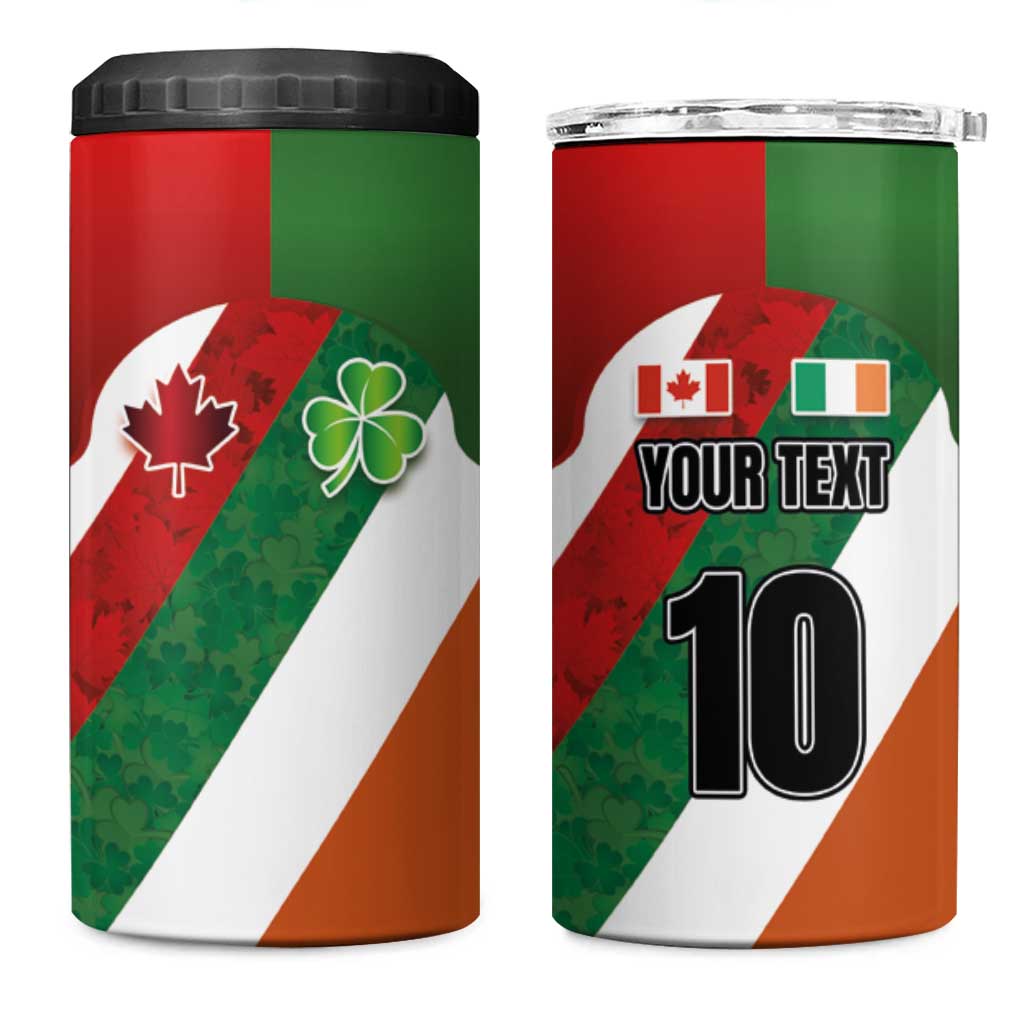 Custom Canada and Ireland 4 in 1 Can Cooler Tumbler Shamrocks and Maple Leaves
