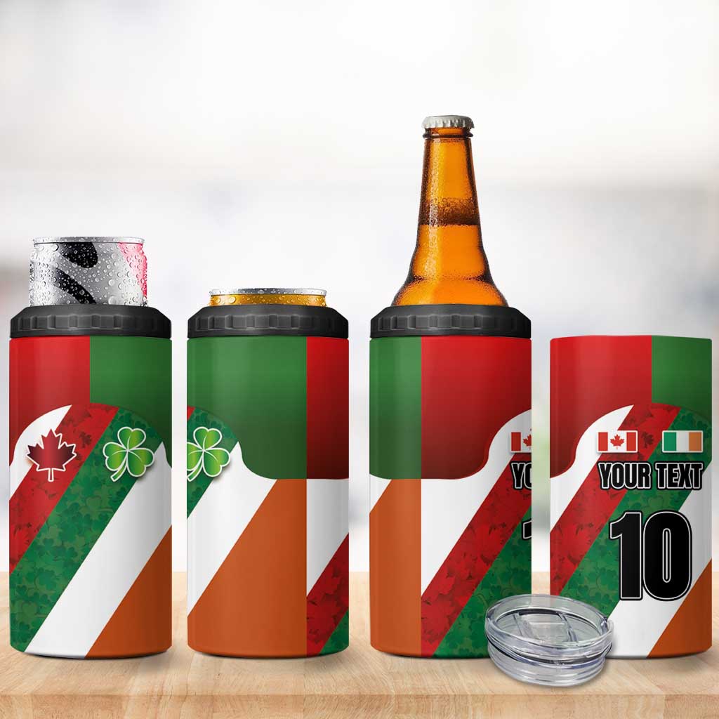 Custom Canada and Ireland 4 in 1 Can Cooler Tumbler Shamrocks and Maple Leaves