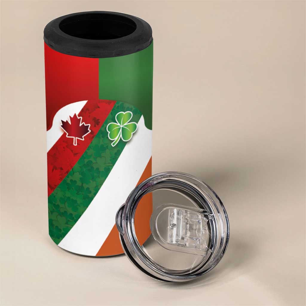 Custom Canada and Ireland 4 in 1 Can Cooler Tumbler Shamrocks and Maple Leaves