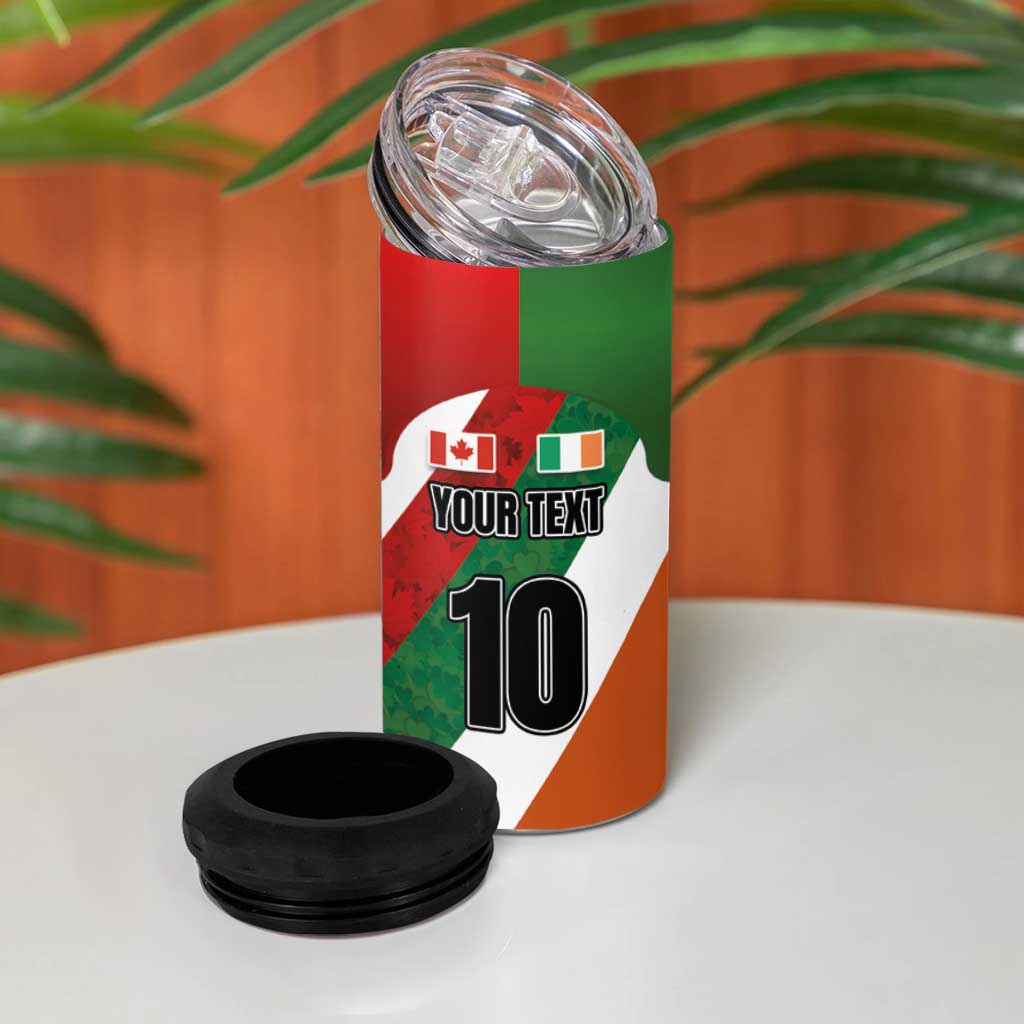 Custom Canada and Ireland 4 in 1 Can Cooler Tumbler Shamrocks and Maple Leaves