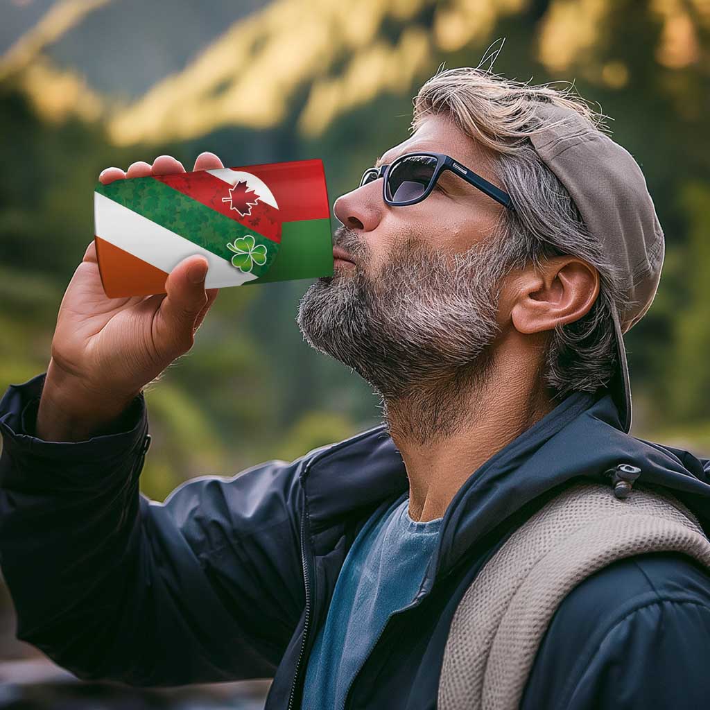 Custom Canada and Ireland 4 in 1 Can Cooler Tumbler Shamrocks and Maple Leaves