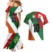 Custom Canada and Ireland Couples Matching Mermaid Dress and Hawaiian Shirt Shamrocks and Maple Leaves