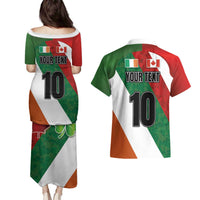 Custom Canada and Ireland Couples Matching Puletasi and Hawaiian Shirt Shamrocks and Maple Leaves