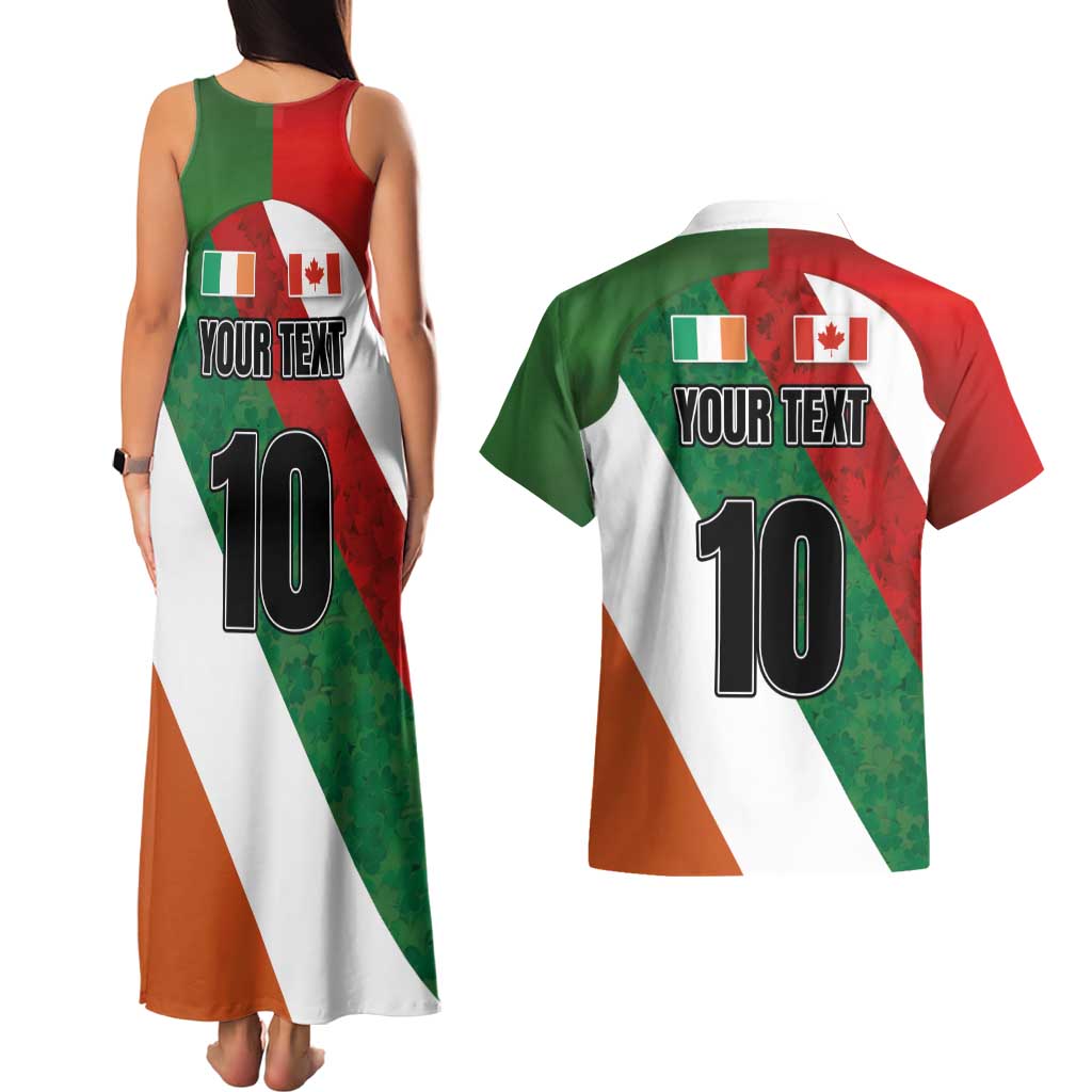 Custom Canada and Ireland Couples Matching Tank Maxi Dress and Hawaiian Shirt Shamrocks and Maple Leaves