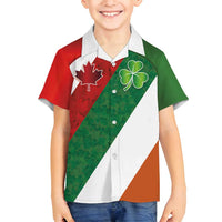 Custom Canada and Ireland Family Matching Long Sleeve Bodycon Dress and Hawaiian Shirt Shamrocks and Maple Leaves