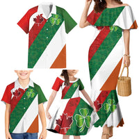 Custom Canada and Ireland Family Matching Mermaid Dress and Hawaiian Shirt Shamrocks and Maple Leaves