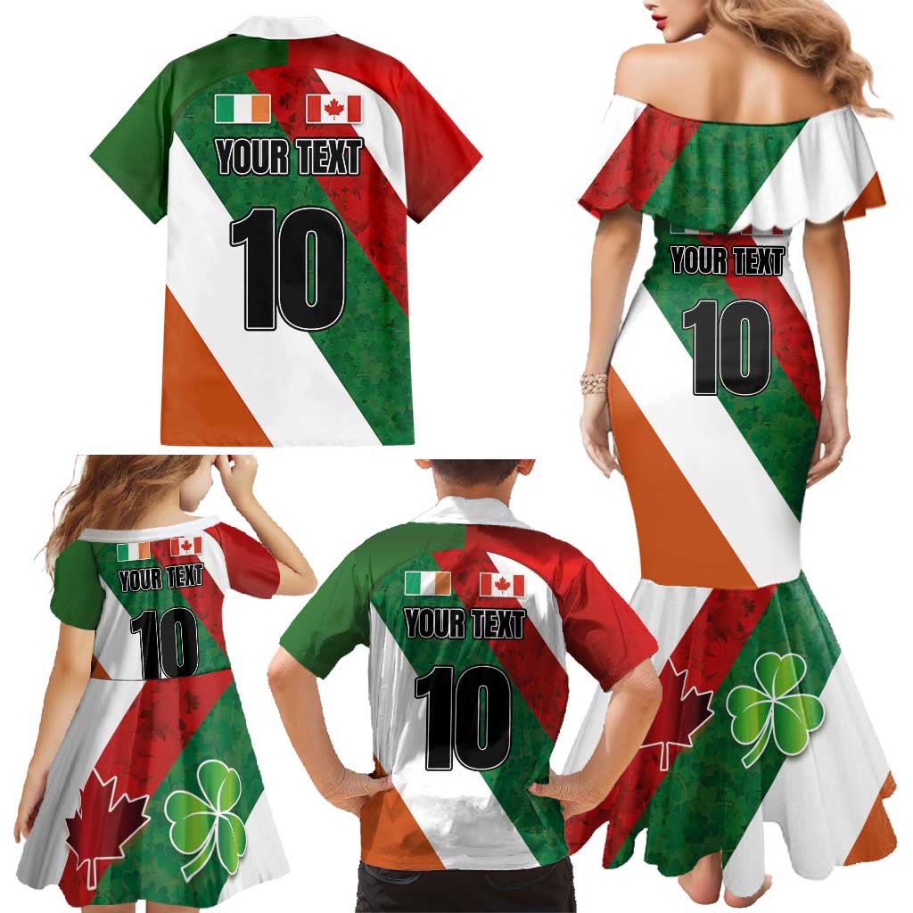 Custom Canada and Ireland Family Matching Mermaid Dress and Hawaiian Shirt Shamrocks and Maple Leaves