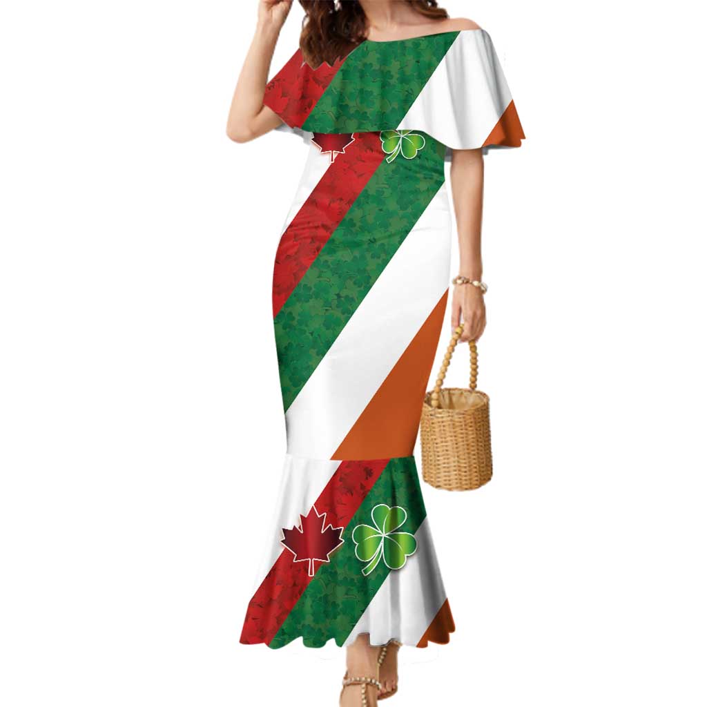 Custom Canada and Ireland Family Matching Mermaid Dress and Hawaiian Shirt Shamrocks and Maple Leaves
