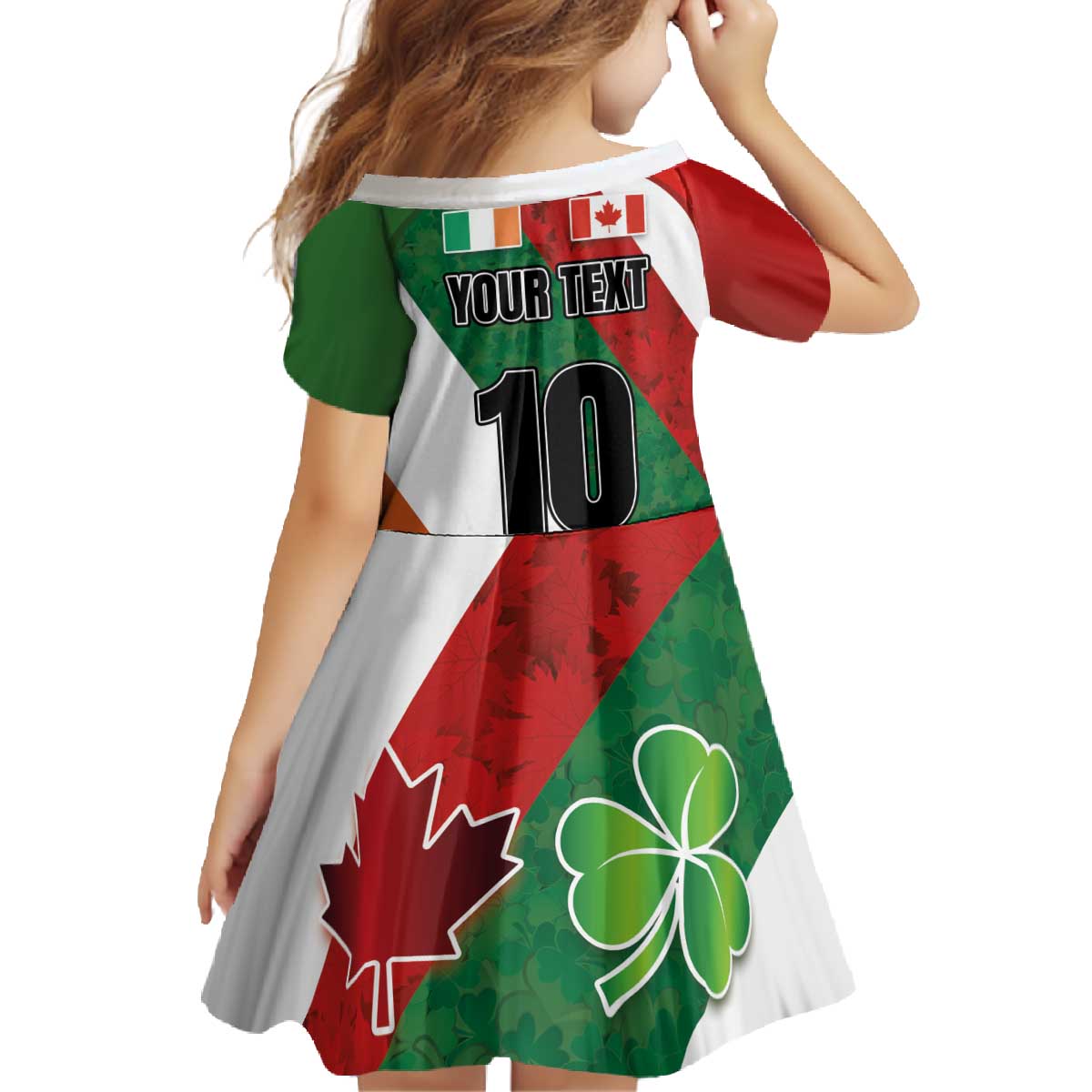 Custom Canada and Ireland Family Matching Off The Shoulder Long Sleeve Dress and Hawaiian Shirt Shamrocks and Maple Leaves