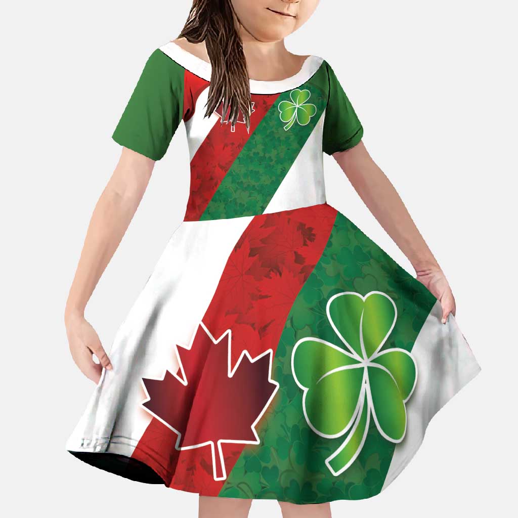 Custom Canada and Ireland Family Matching Off Shoulder Maxi Dress and Hawaiian Shirt Shamrocks and Maple Leaves