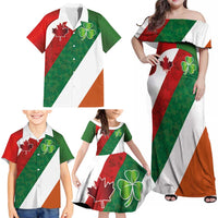 Custom Canada and Ireland Family Matching Off Shoulder Maxi Dress and Hawaiian Shirt Shamrocks and Maple Leaves