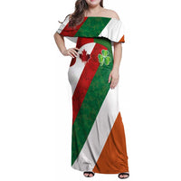 Custom Canada and Ireland Family Matching Off Shoulder Maxi Dress and Hawaiian Shirt Shamrocks and Maple Leaves
