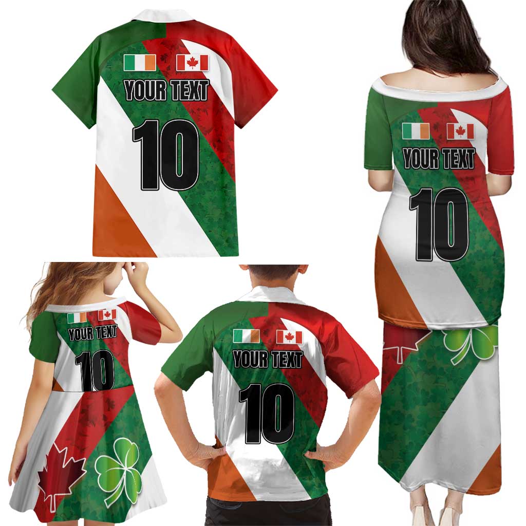 Custom Canada and Ireland Family Matching Puletasi and Hawaiian Shirt Shamrocks and Maple Leaves