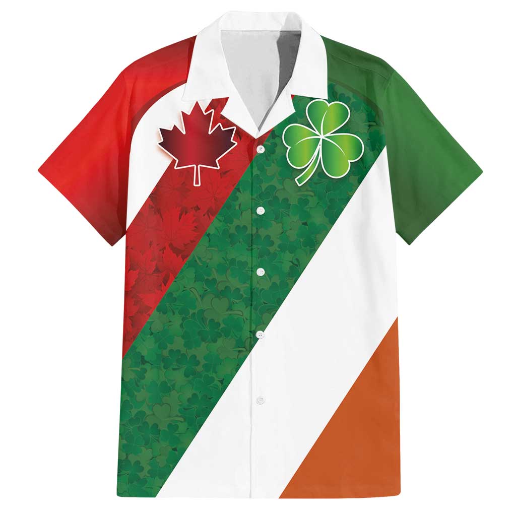 Custom Canada and Ireland Family Matching Puletasi and Hawaiian Shirt Shamrocks and Maple Leaves