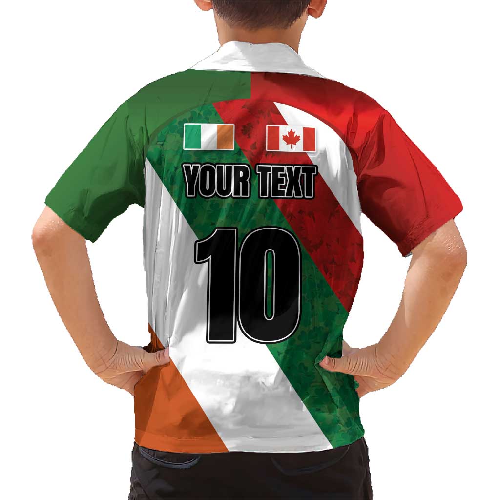 Custom Canada and Ireland Family Matching Short Sleeve Bodycon Dress and Hawaiian Shirt Shamrocks and Maple Leaves