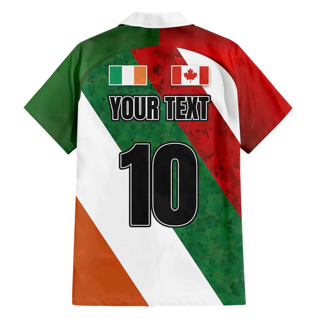 Custom Canada and Ireland Family Matching Short Sleeve Bodycon Dress and Hawaiian Shirt Shamrocks and Maple Leaves