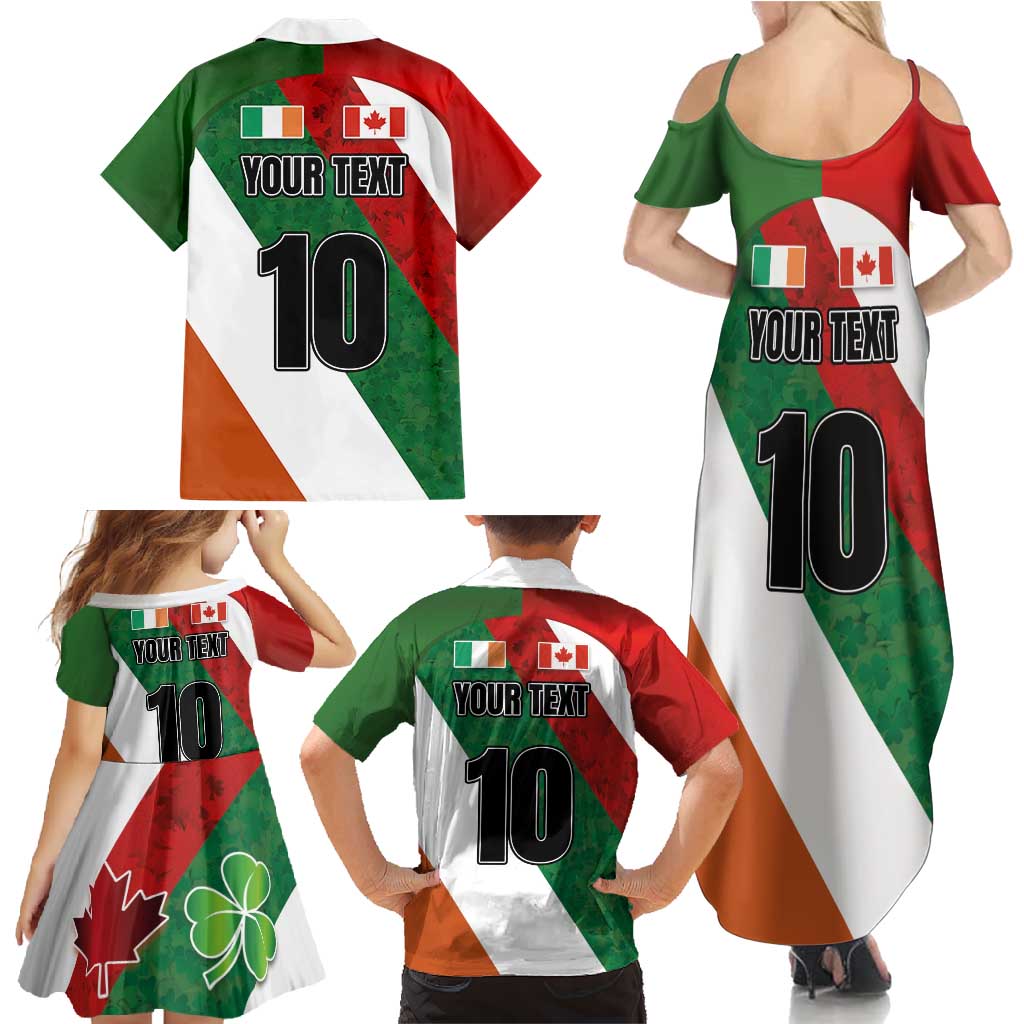 Custom Canada and Ireland Family Matching Summer Maxi Dress and Hawaiian Shirt Shamrocks and Maple Leaves