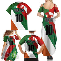 Custom Canada and Ireland Family Matching Summer Maxi Dress and Hawaiian Shirt Shamrocks and Maple Leaves