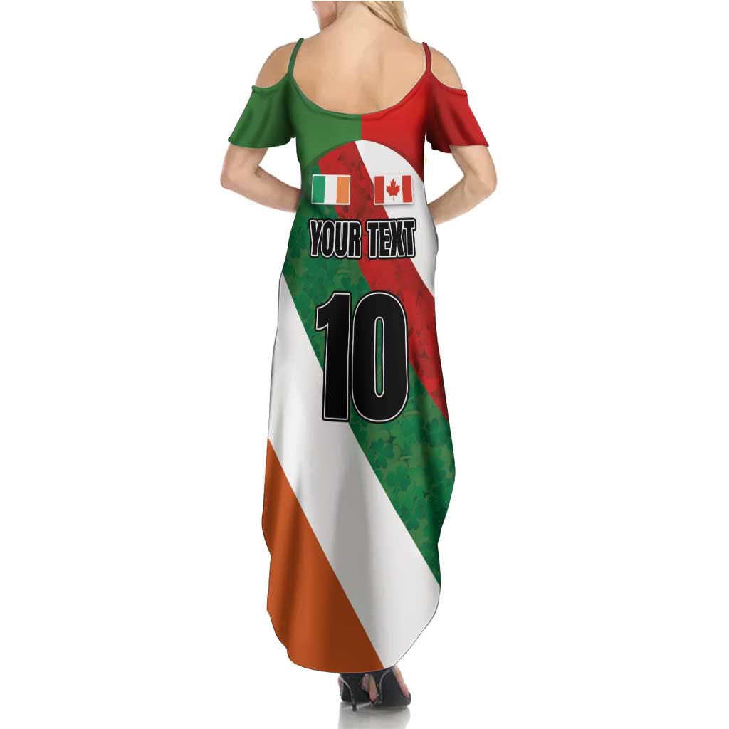 Custom Canada and Ireland Family Matching Summer Maxi Dress and Hawaiian Shirt Shamrocks and Maple Leaves