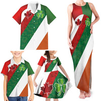 Custom Canada and Ireland Family Matching Tank Maxi Dress and Hawaiian Shirt Shamrocks and Maple Leaves