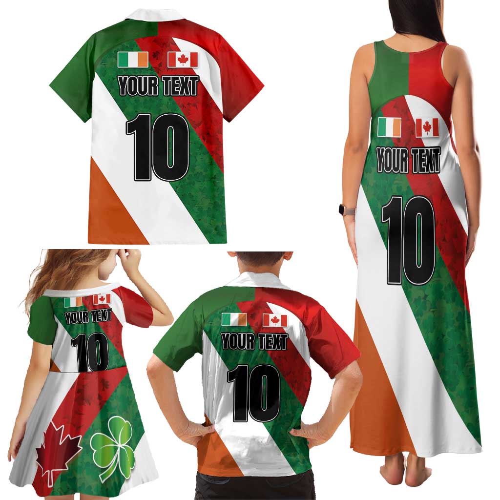 Custom Canada and Ireland Family Matching Tank Maxi Dress and Hawaiian Shirt Shamrocks and Maple Leaves