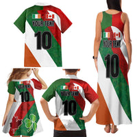 Custom Canada and Ireland Family Matching Tank Maxi Dress and Hawaiian Shirt Shamrocks and Maple Leaves