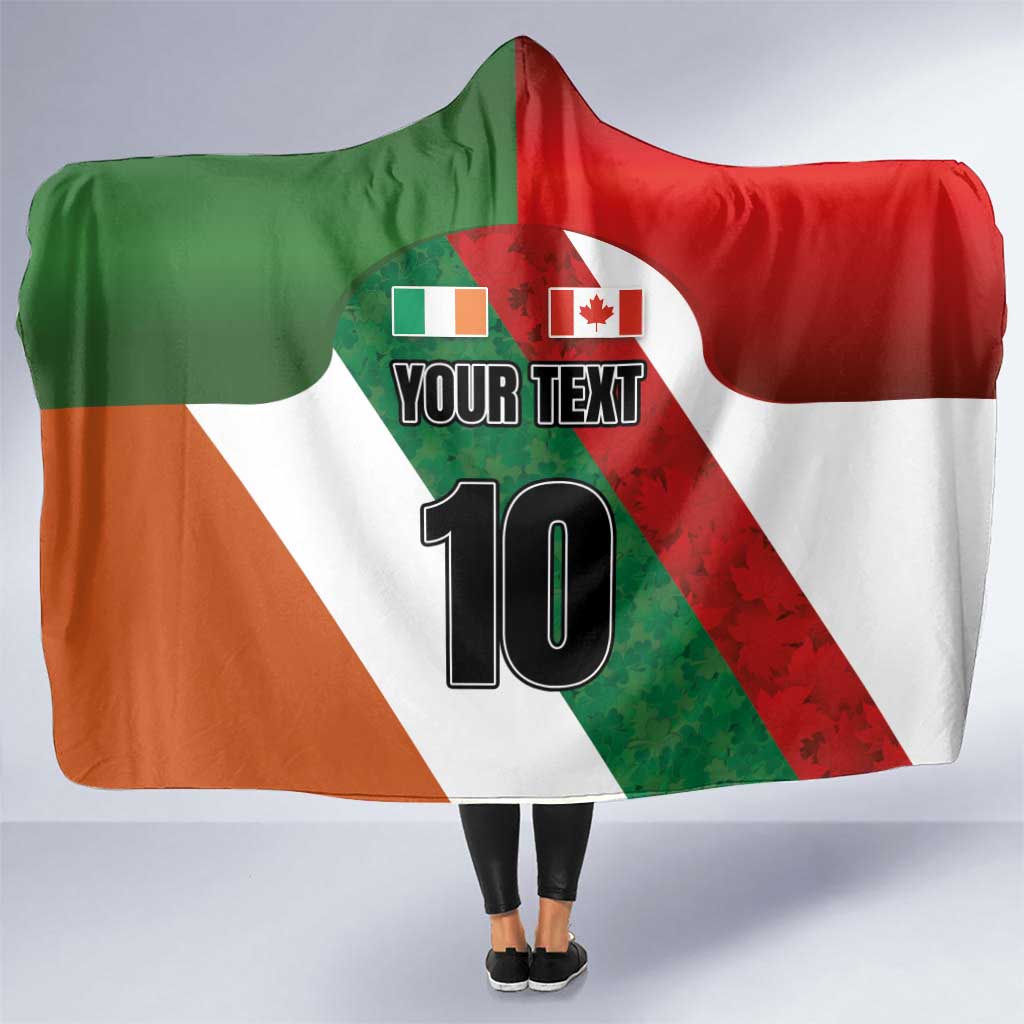 Custom Canada and Ireland Hooded Blanket Shamrocks and Maple Leaves