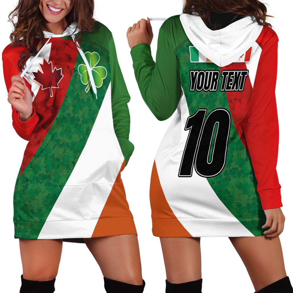 Custom Canada and Ireland Hoodie Dress Shamrocks and Maple Leaves