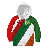 Custom Canada and Ireland Kid Hoodie Shamrocks and Maple Leaves