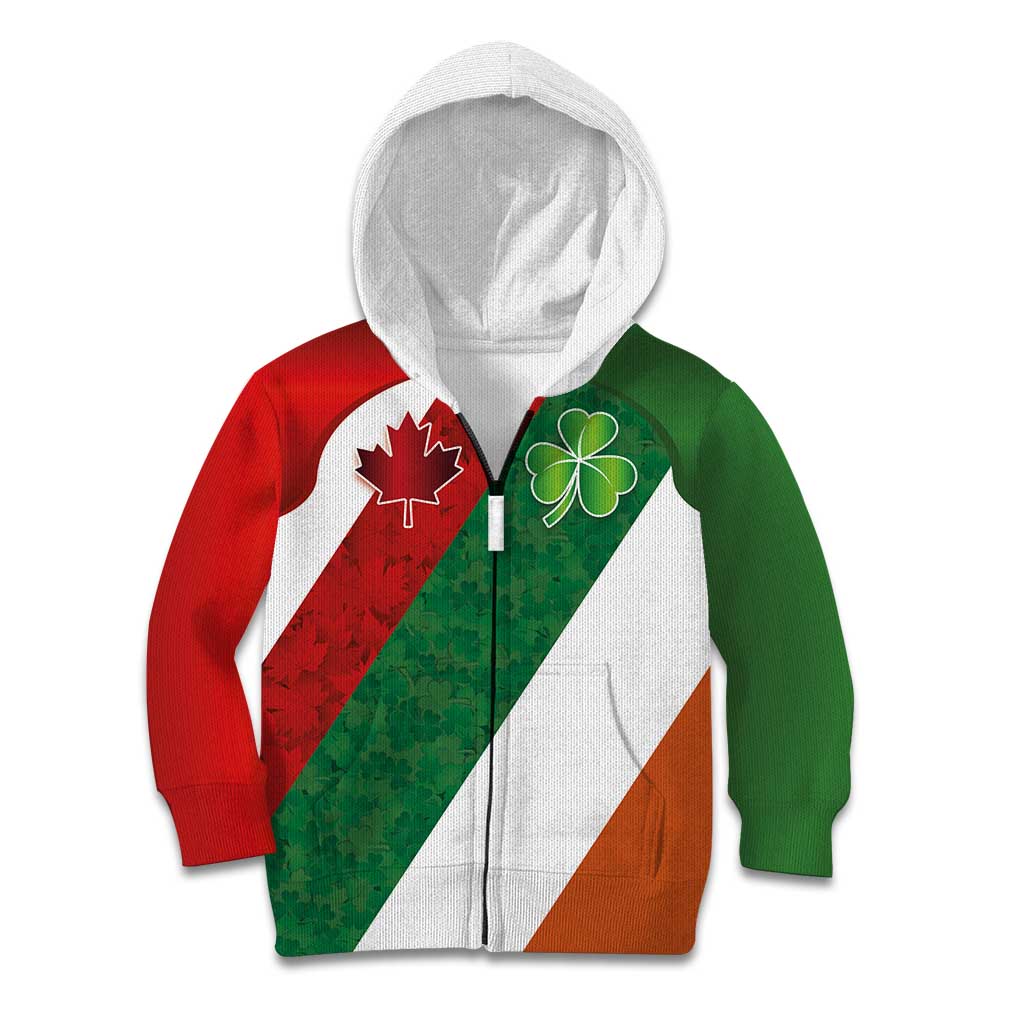 Custom Canada and Ireland Kid Hoodie Shamrocks and Maple Leaves
